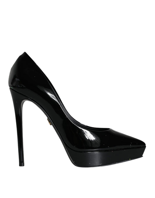 Dolce & Gabbana Black Leather Platform Heels Pumps Shoes - SMARTMARTNZ