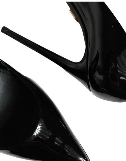 Dolce & Gabbana Black Leather Platform Heels Pumps Shoes - SMARTMARTNZ