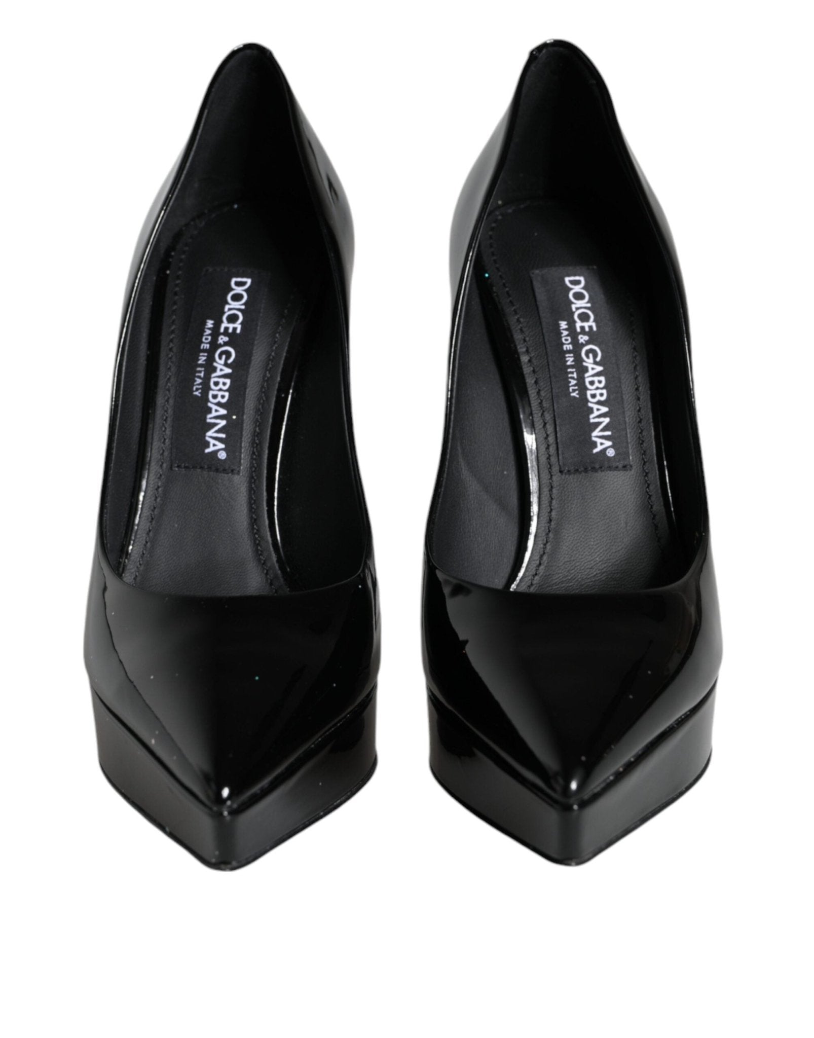 Dolce & Gabbana Black Leather Platform Heels Pumps Shoes - SMARTMARTNZ