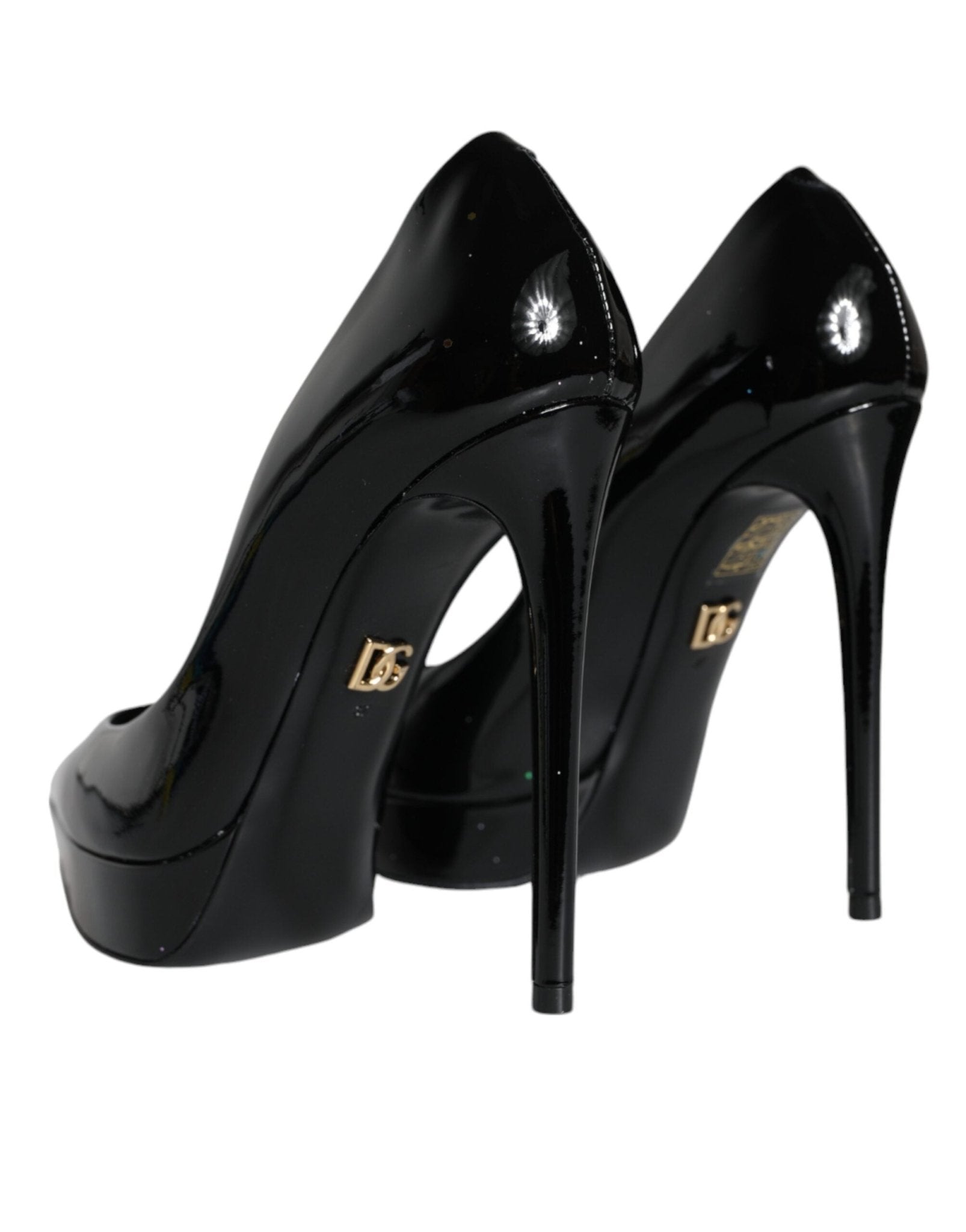 Dolce & Gabbana Black Leather Platform Heels Pumps Shoes - SMARTMARTNZ