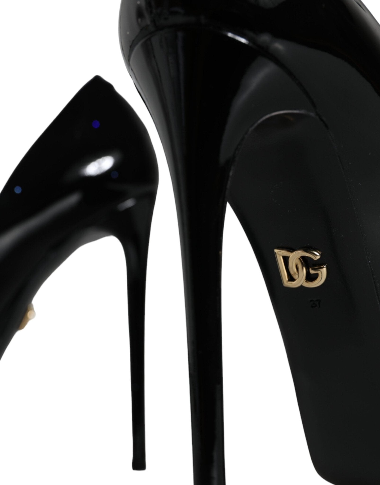Dolce & Gabbana Black Leather Platform Heels Pumps Shoes - SMARTMARTNZ