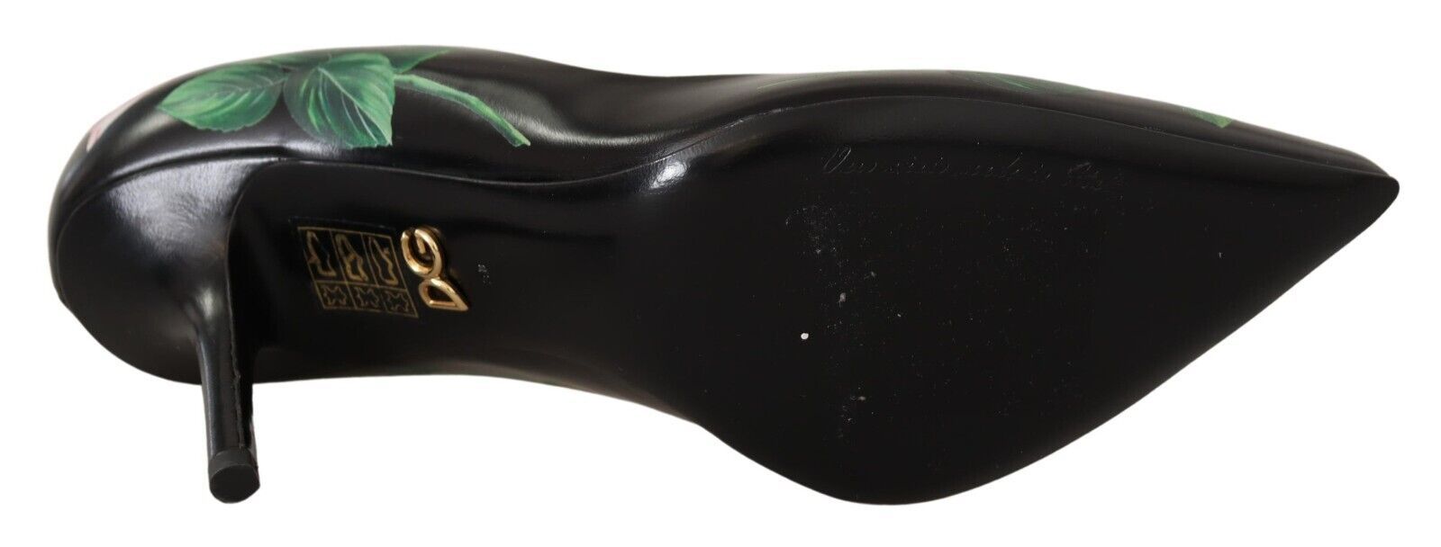 Dolce & Gabbana Black Leather Roses High Heels Pumps Shoes - SMARTMARTNZ