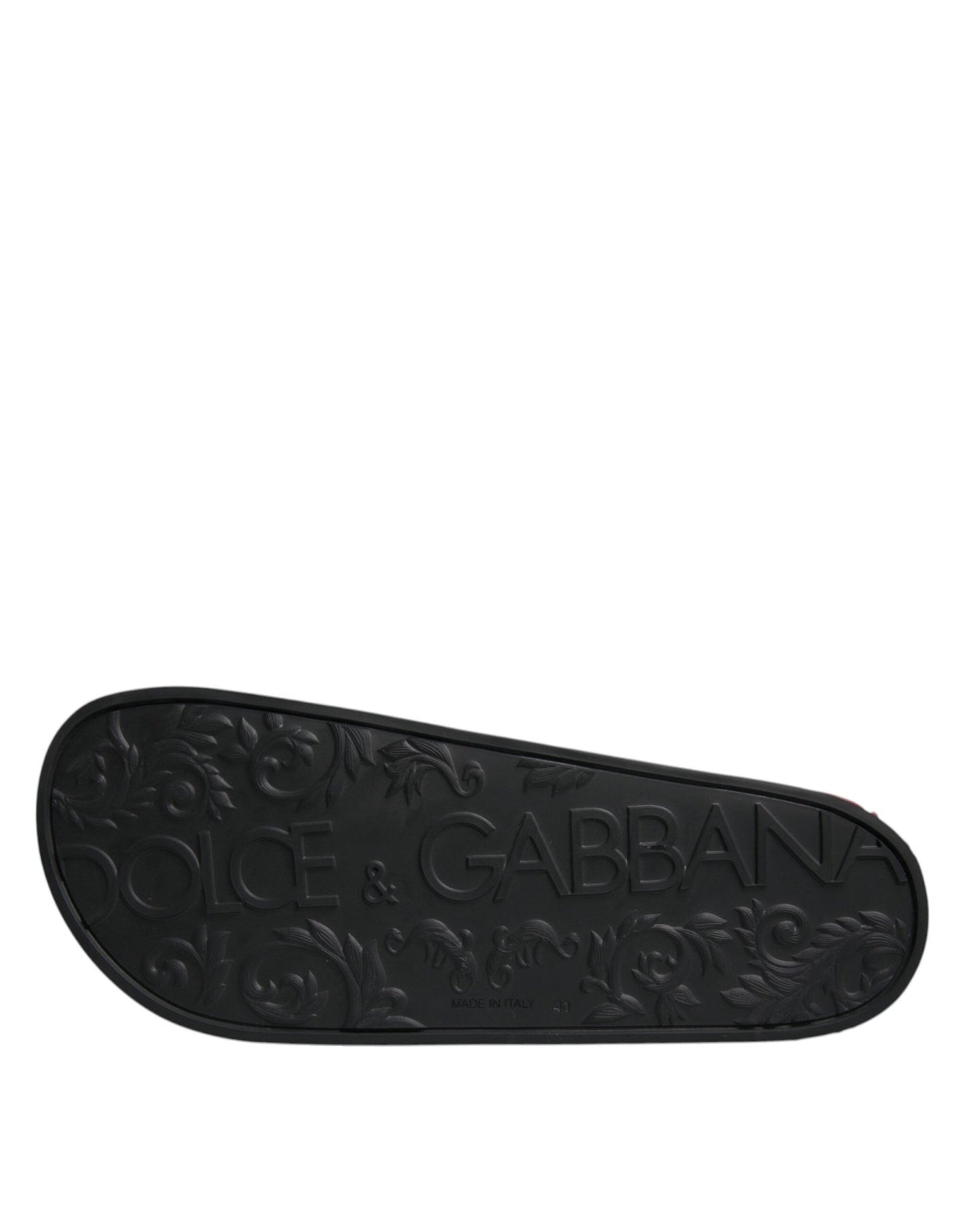 Dolce & Gabbana Black Leather Slides Sandals Beachwear Shoes - SMARTMARTNZ