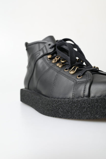 Dolce & Gabbana Black Leather Slip on Stretch Boots - SMARTMARTNZ