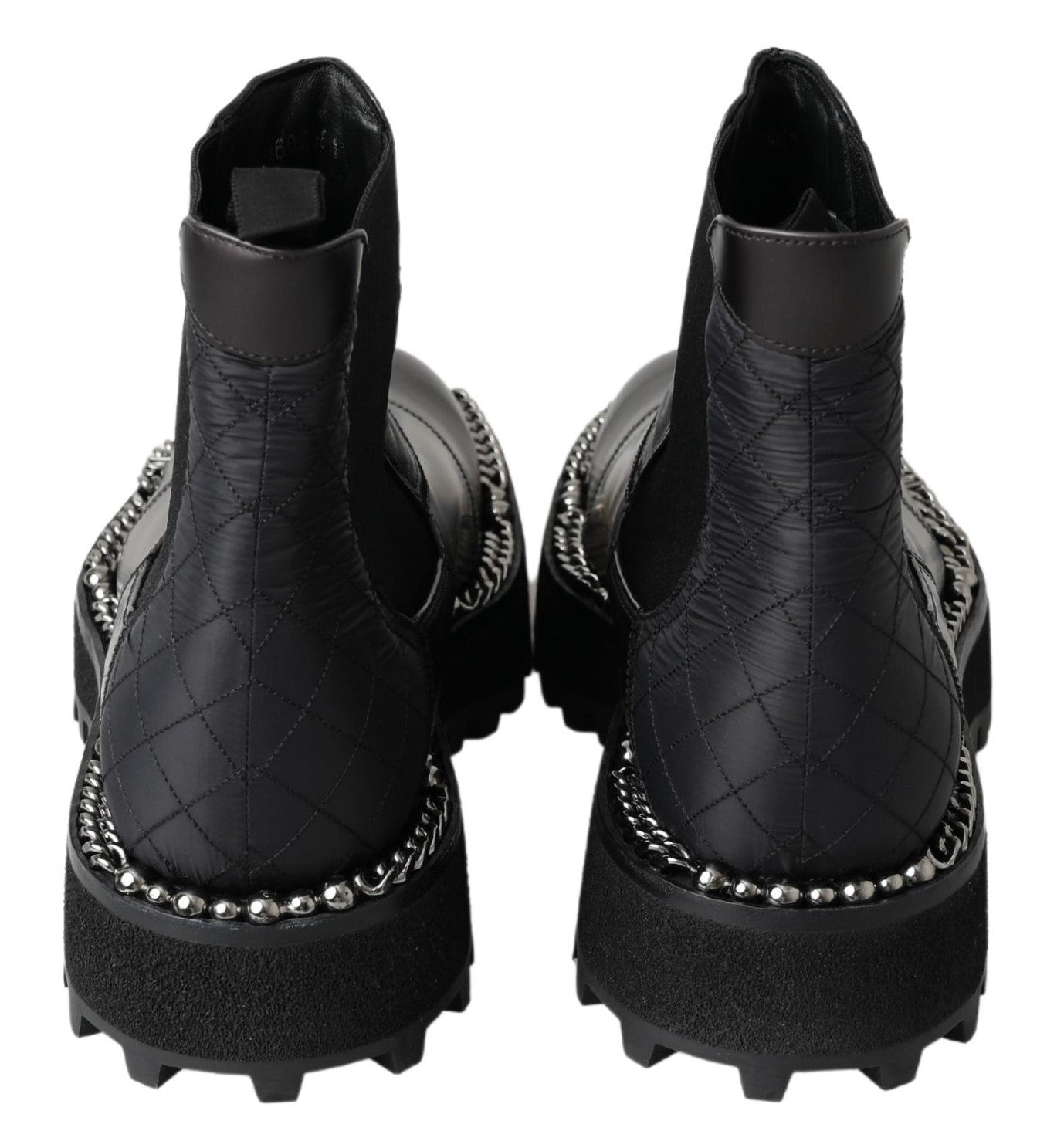 Dolce & Gabbana Black Leather Slip on Stretch Boots - SMARTMARTNZ