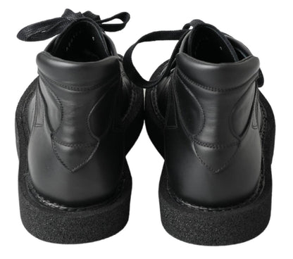 Dolce & Gabbana Black Leather Slip on Stretch Boots - SMARTMARTNZ