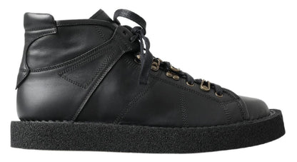 Dolce & Gabbana Black Leather Slip on Stretch Boots - SMARTMARTNZ