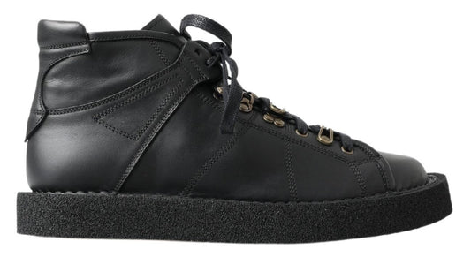 Dolce & Gabbana Black Leather Slip on Stretch Boots - SMARTMARTNZ