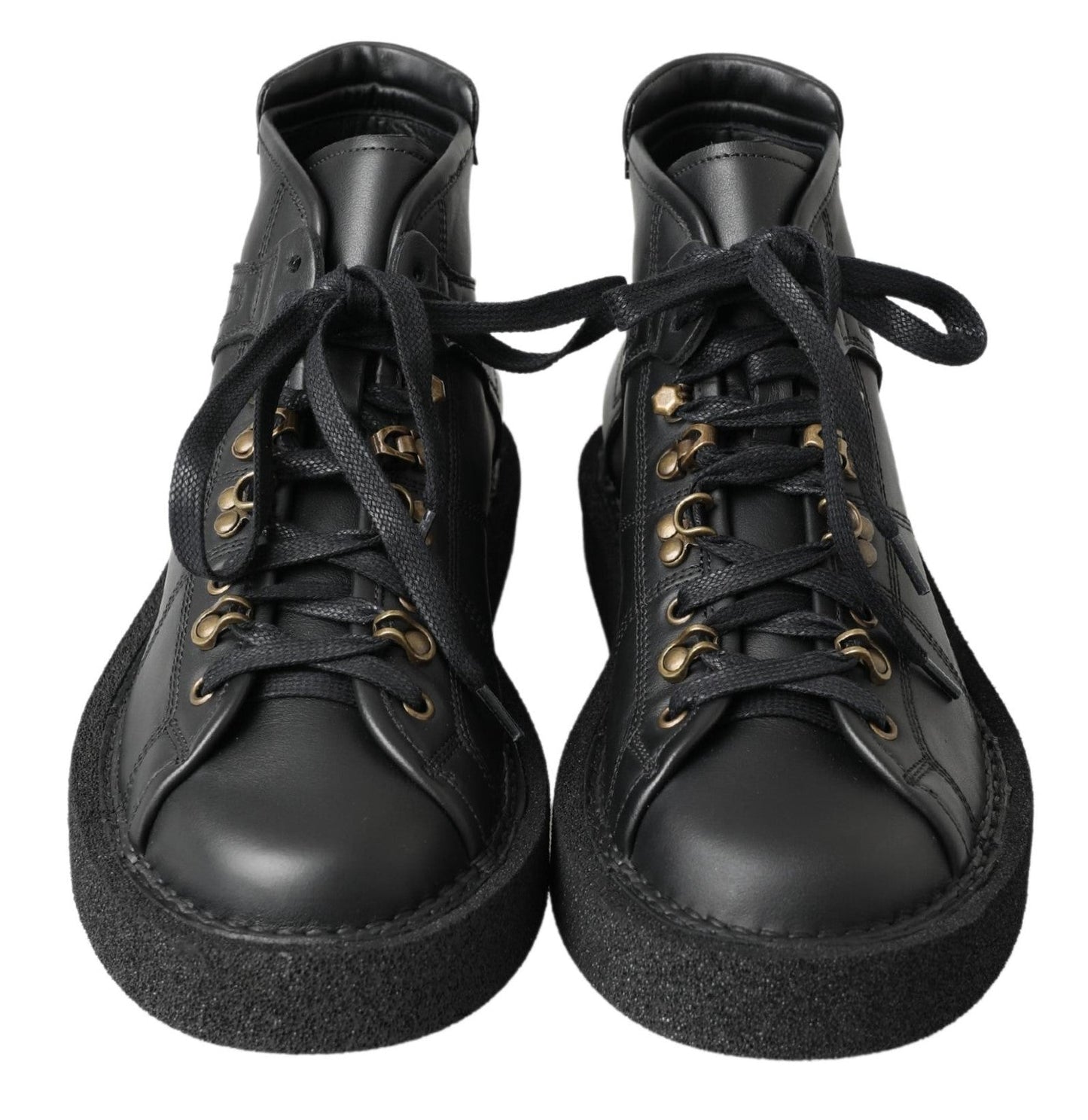 Dolce & Gabbana Black Leather Slip on Stretch Boots - SMARTMARTNZ