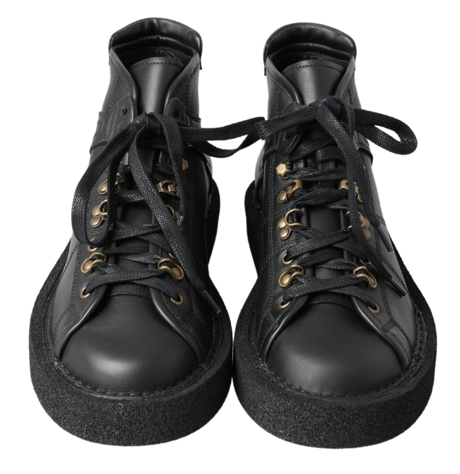 Dolce & Gabbana Black Leather Slip on Stretch Boots - SMARTMARTNZ