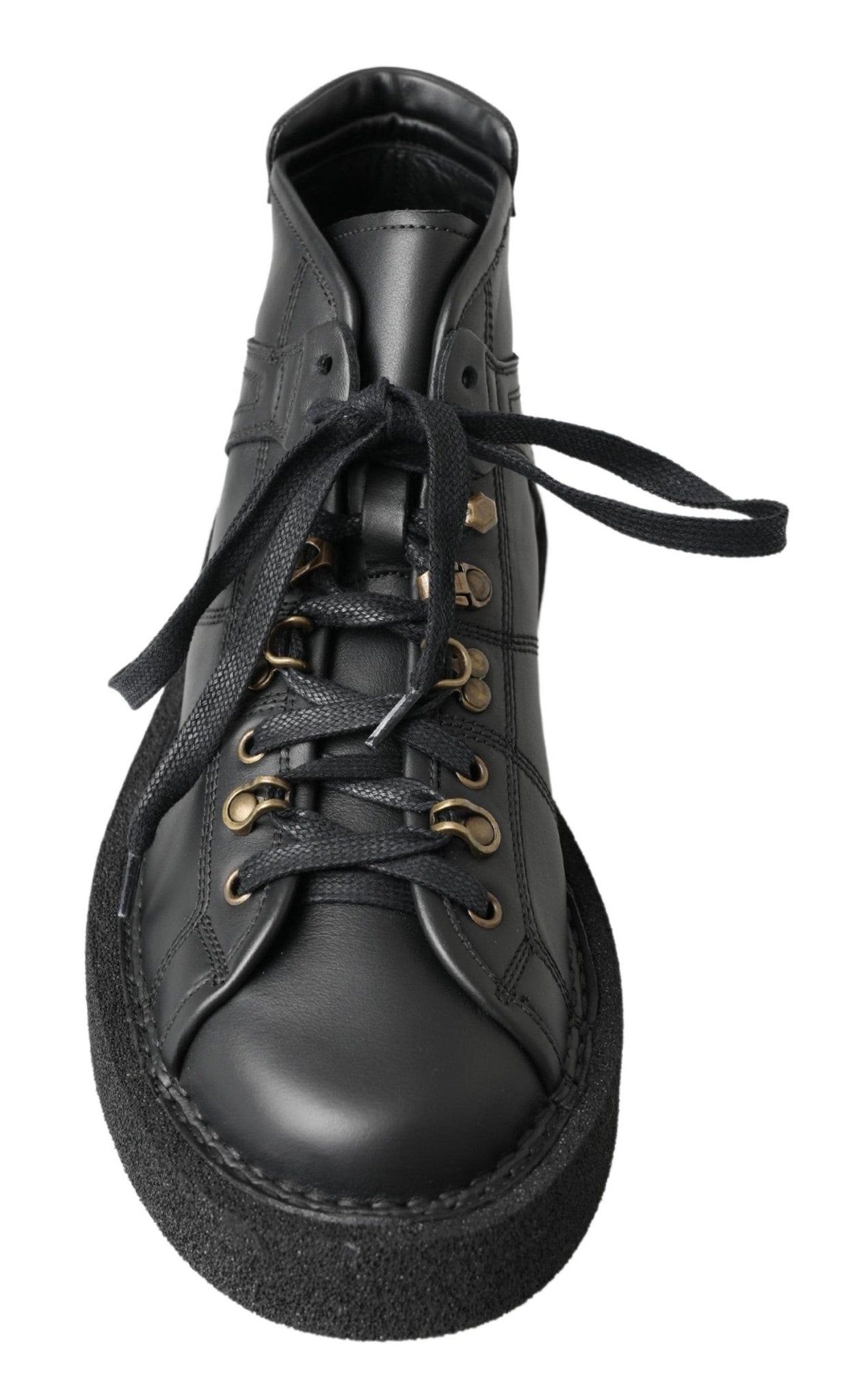 Dolce & Gabbana Black Leather Slip on Stretch Boots - SMARTMARTNZ