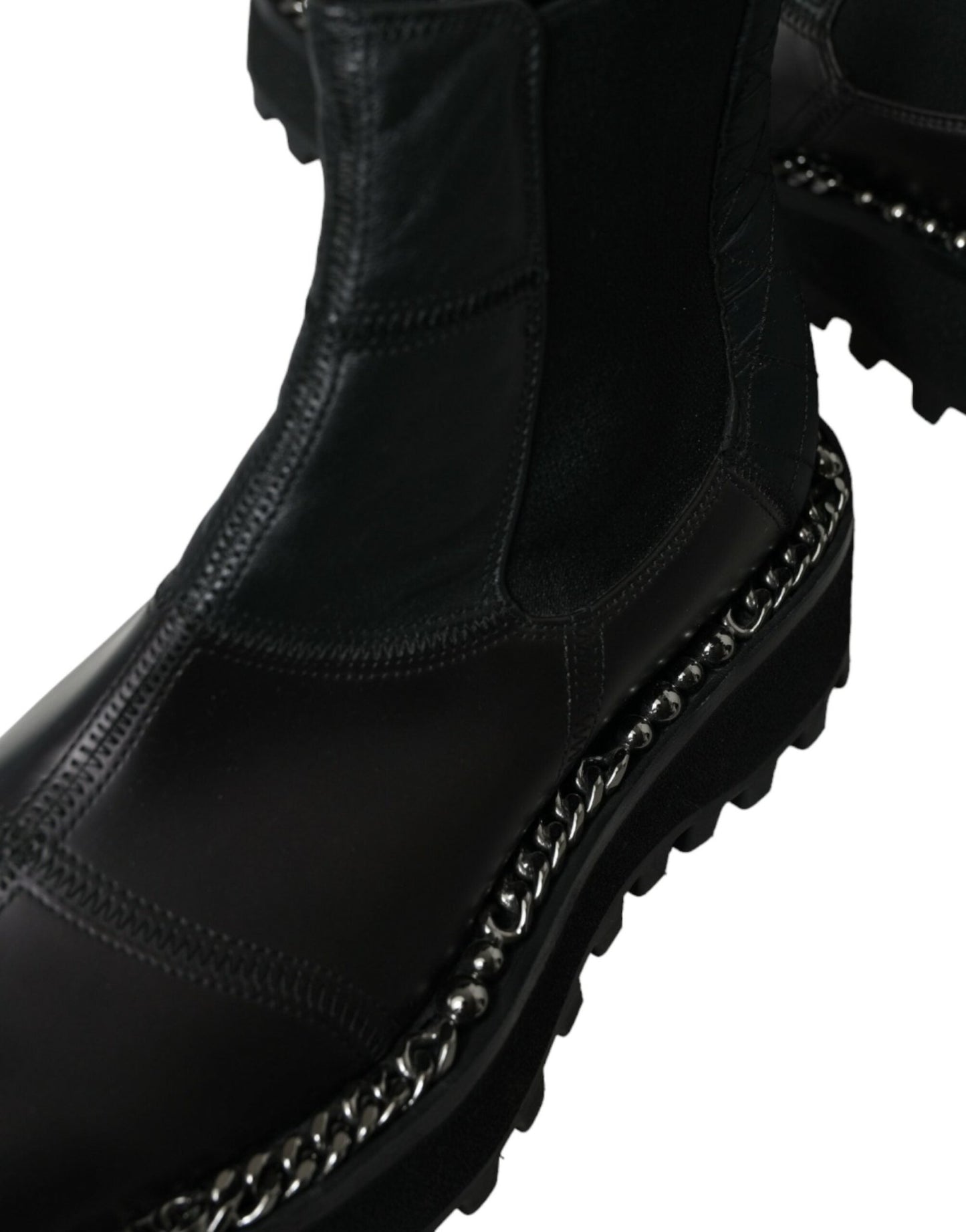 Dolce & Gabbana Black Leather Slip On Stretch Chelsea Boots Shoes - SMARTMARTNZ