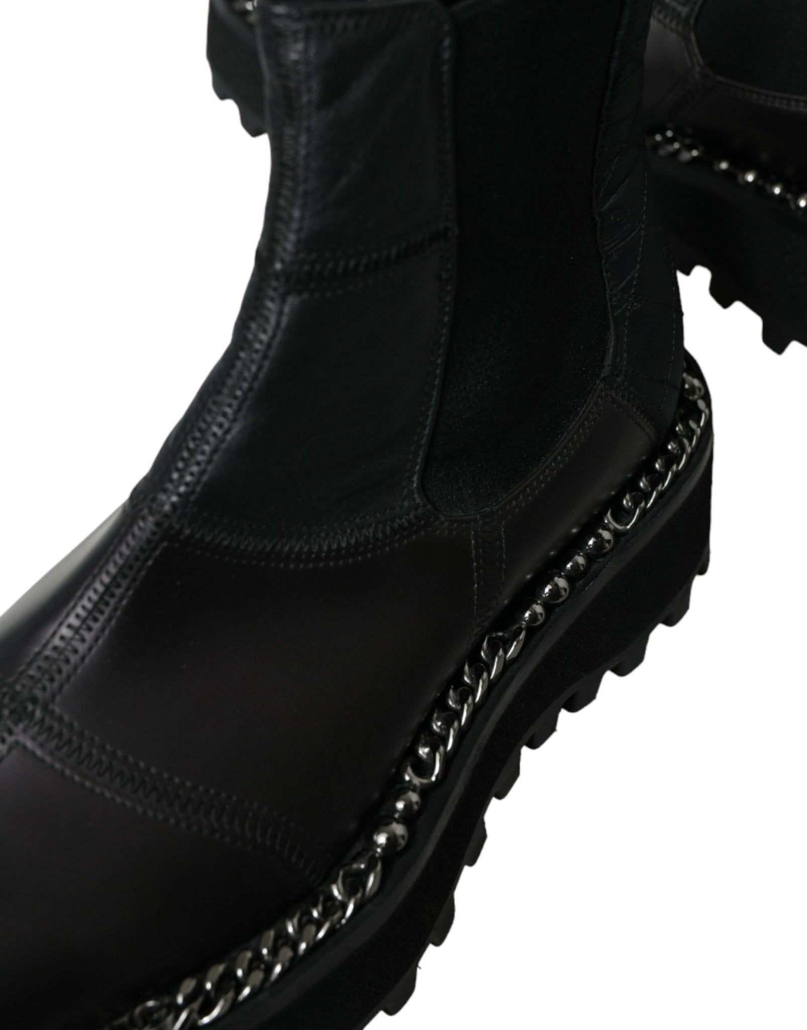 Dolce & Gabbana Black Leather Slip On Stretch Chelsea Boots Shoes - SMARTMARTNZ