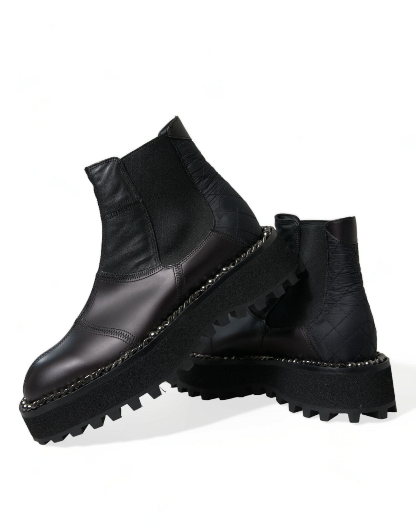 Dolce & Gabbana Black Leather Slip On Stretch Chelsea Boots Shoes - SMARTMARTNZ
