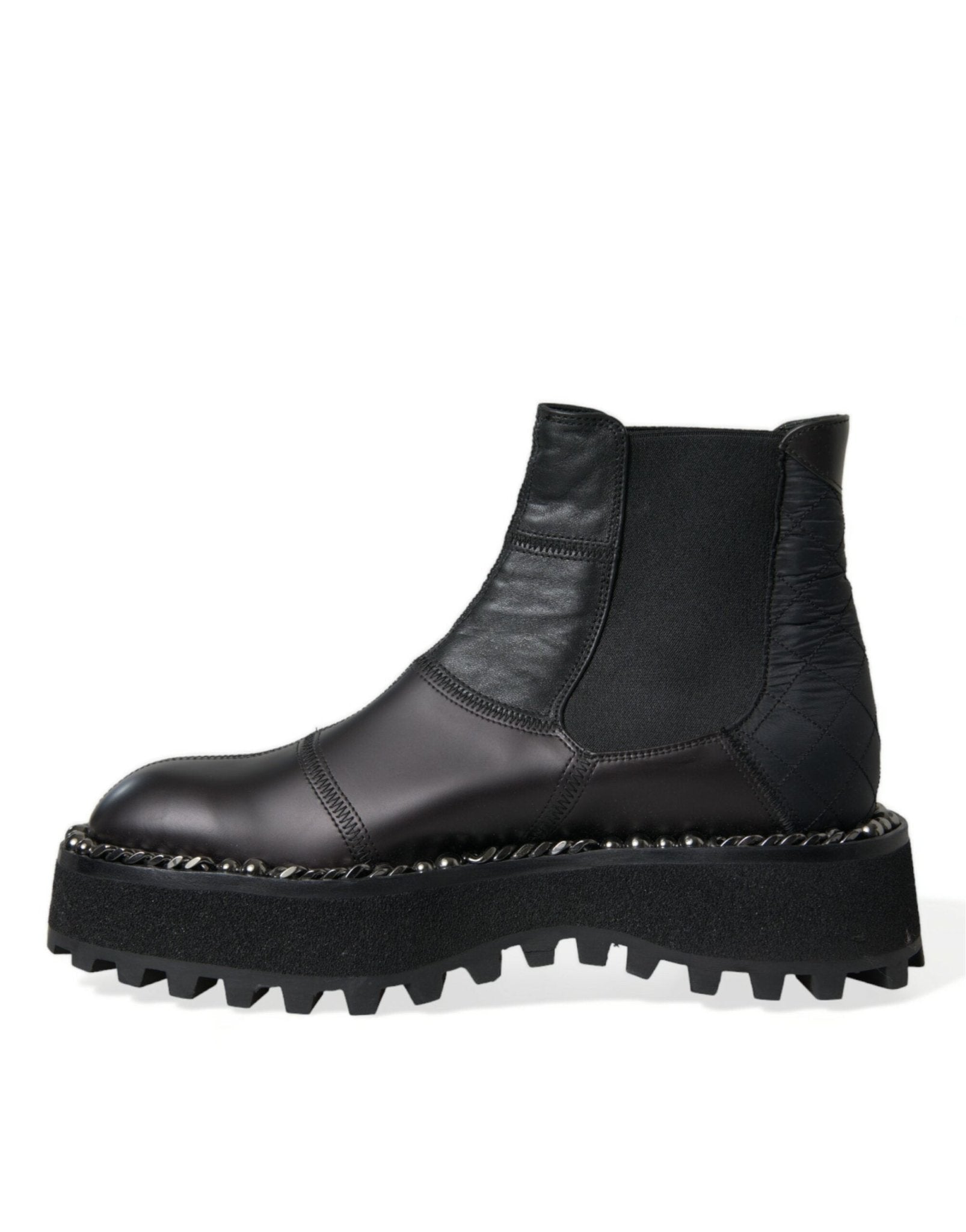 Dolce & Gabbana Black Leather Slip On Stretch Chelsea Boots Shoes - SMARTMARTNZ