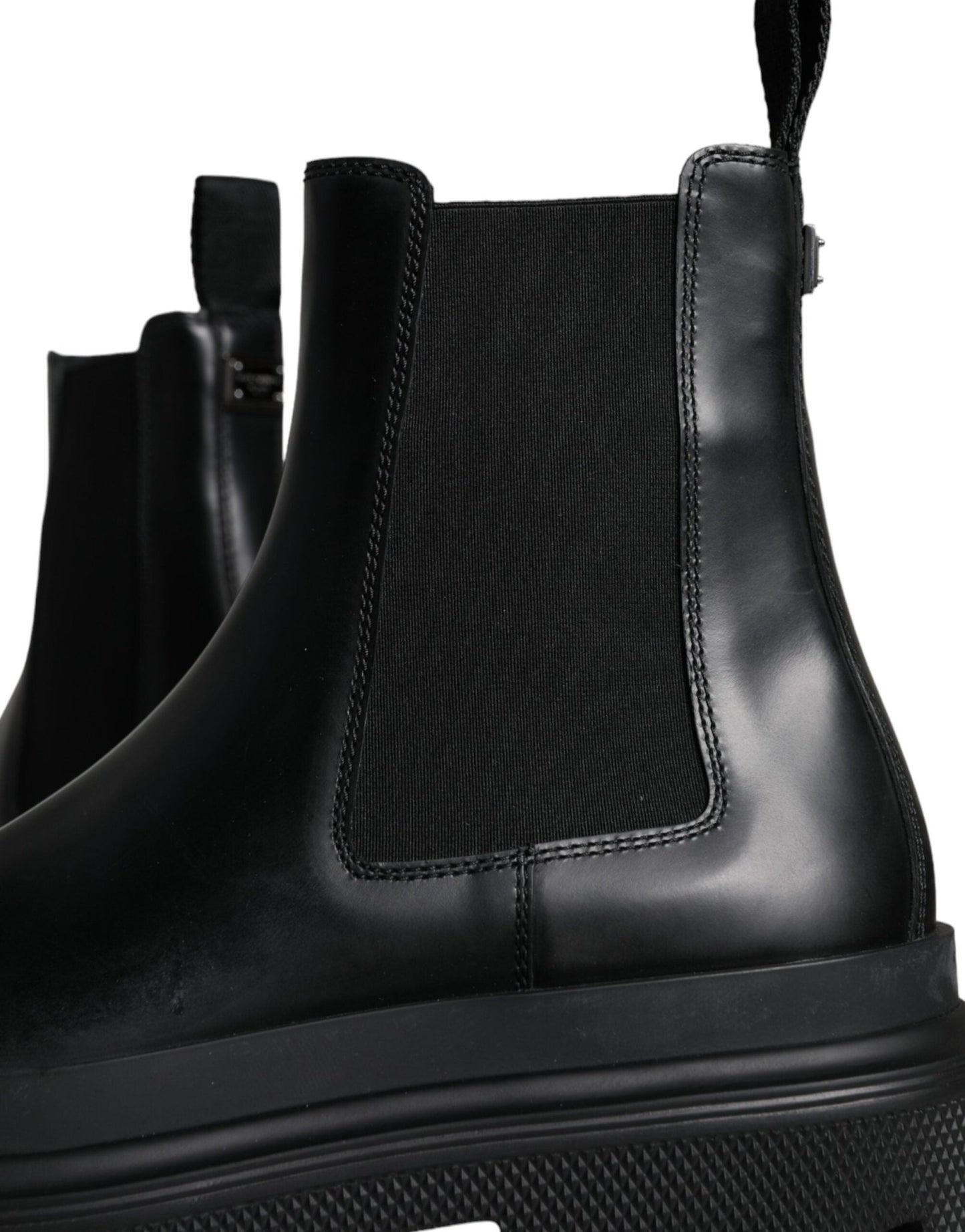 Dolce & Gabbana Black Leather Slip On Stretch Trekking Boots Shoes - SMARTMARTNZ