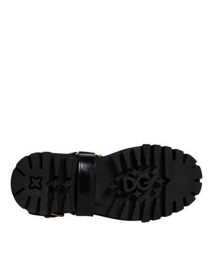 Dolce & Gabbana Black Leather Slip On Stretch Trekking Boots Shoes - SMARTMARTNZ