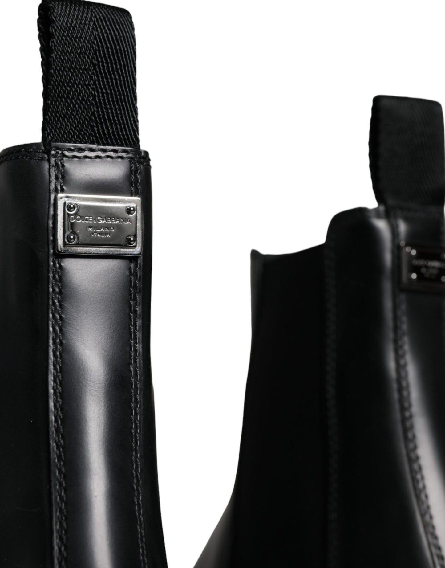 Dolce & Gabbana Black Leather Slip On Stretch Trekking Boots Shoes - SMARTMARTNZ