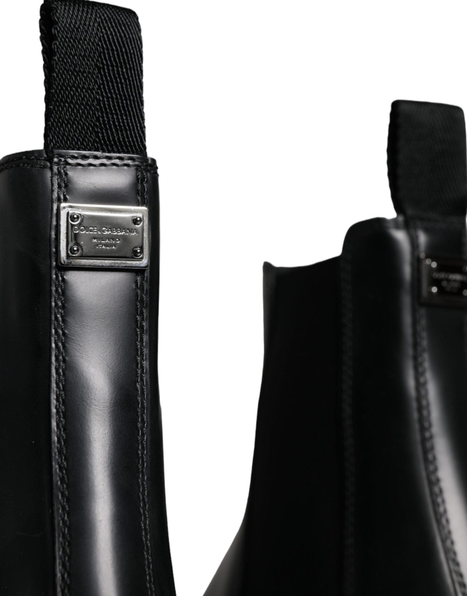 Dolce & Gabbana Black Leather Slip On Stretch Trekking Boots Shoes - SMARTMARTNZ