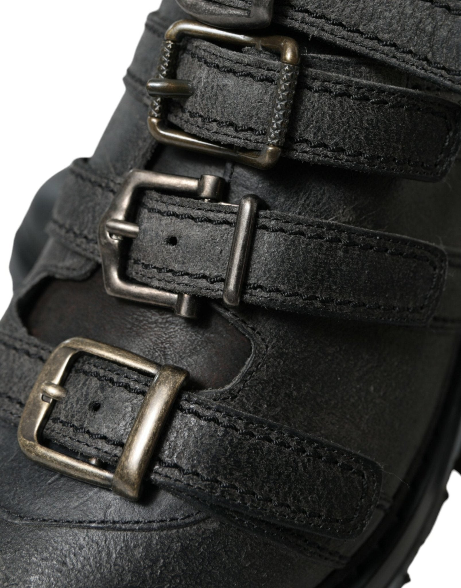 Dolce & Gabbana Black Leather Strap Men Ankle Boots Shoes - SMARTMARTNZ