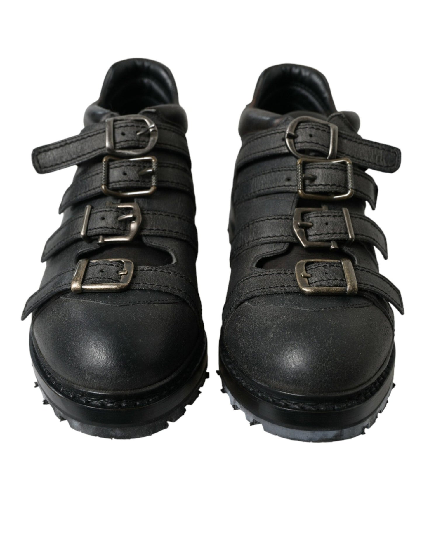 Dolce & Gabbana Black Leather Strap Men Ankle Boots Shoes - SMARTMARTNZ