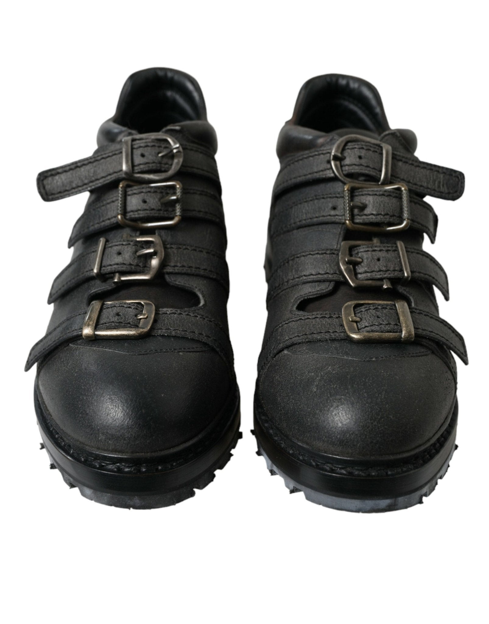 Dolce & Gabbana Black Leather Strap Men Ankle Boots Shoes - SMARTMARTNZ