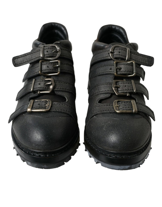 Dolce & Gabbana Black Leather Strap Men Ankle Boots Shoes - SMARTMARTNZ