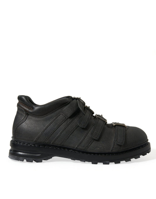 Dolce & Gabbana Black Leather Strap Men Ankle Boots Shoes - SMARTMARTNZ