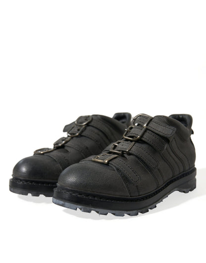 Dolce & Gabbana Black Leather Strap Men Ankle Boots Shoes - SMARTMARTNZ