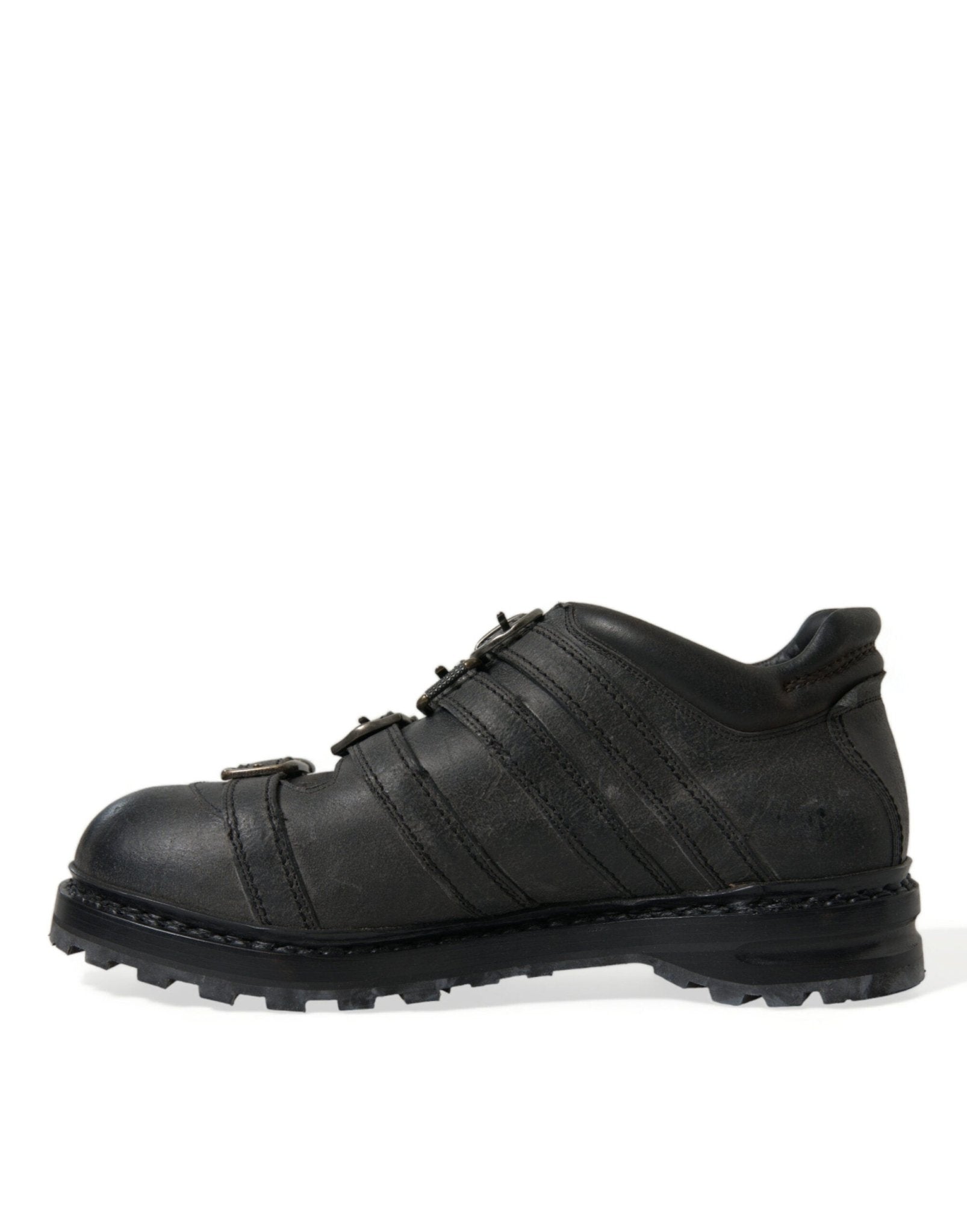 Dolce & Gabbana Black Leather Strap Men Ankle Boots Shoes - SMARTMARTNZ