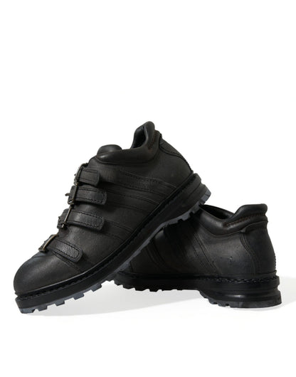 Dolce & Gabbana Black Leather Strap Men Ankle Boots Shoes - SMARTMARTNZ