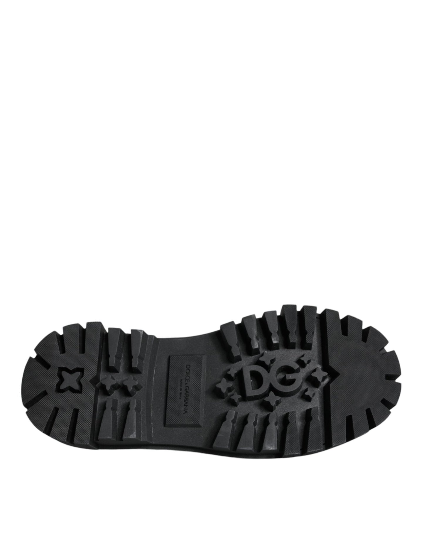 Dolce & Gabbana Black Leather Trekking Derby Embellished Shoes - SMARTMARTNZ