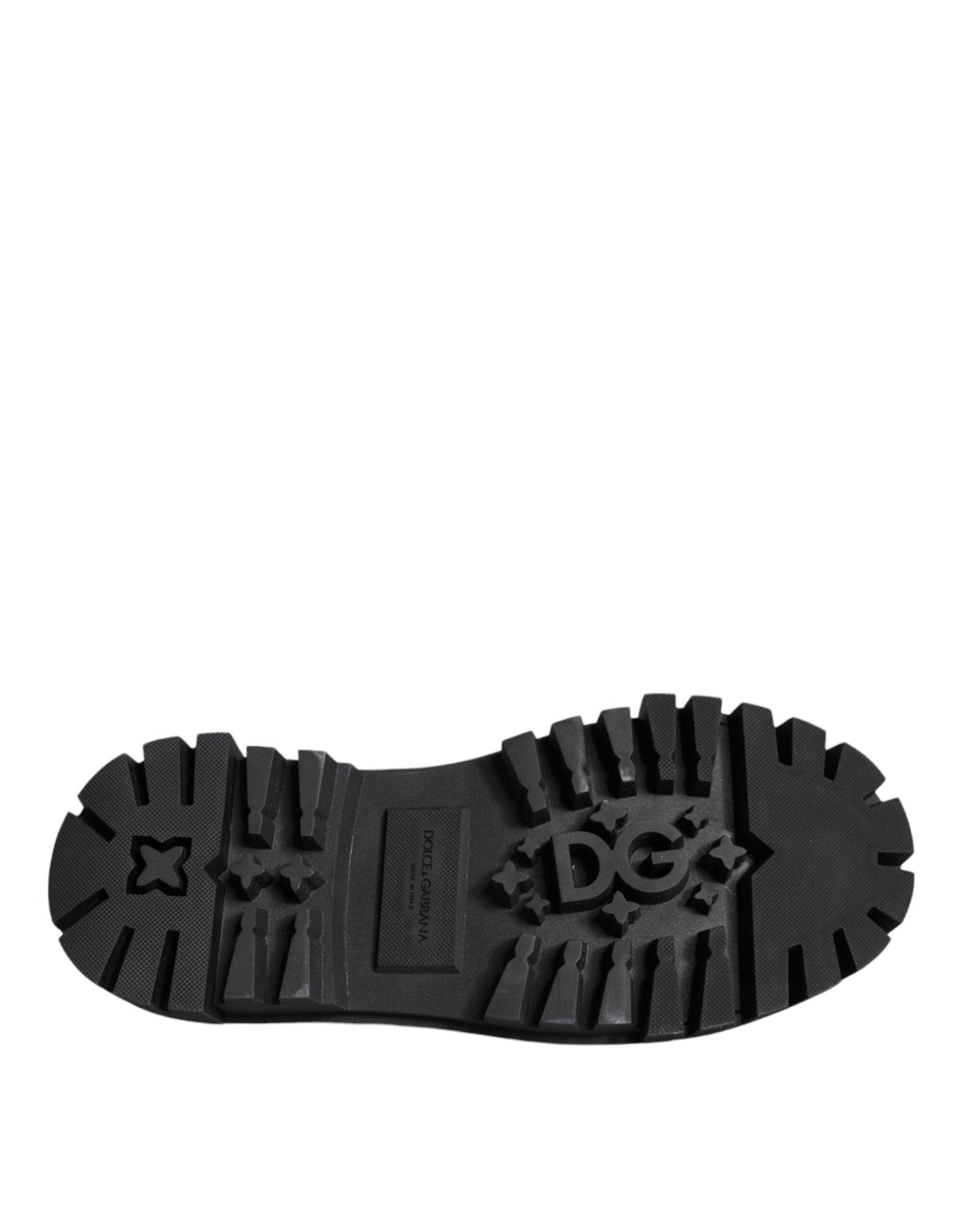 Dolce & Gabbana Black Leather Trekking Derby Embellished Shoes - SMARTMARTNZ
