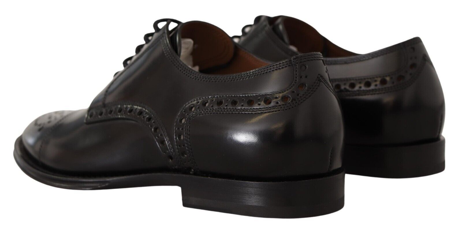 Dolce & Gabbana Black Leather Wingtip Mens Formal Derby Shoes - SMARTMARTNZ