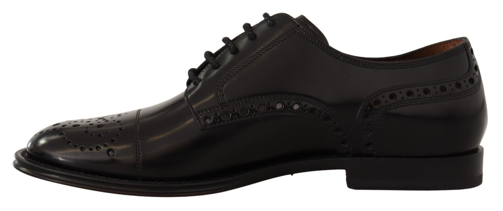 Dolce & Gabbana Black Leather Wingtip Mens Formal Derby Shoes - SMARTMARTNZ