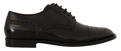 Dolce & Gabbana Black Leather Wingtip Mens Formal Derby Shoes - SMARTMARTNZ