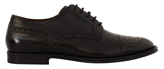 Dolce & Gabbana Black Leather Wingtip Mens Formal Derby Shoes - SMARTMARTNZ