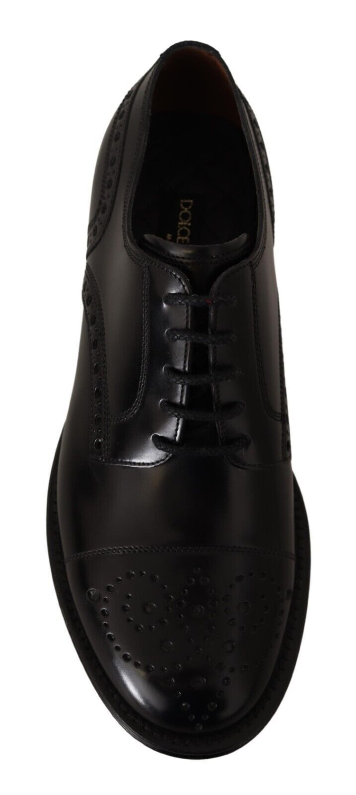 Dolce & Gabbana Black Leather Wingtip Mens Formal Derby Shoes - SMARTMARTNZ
