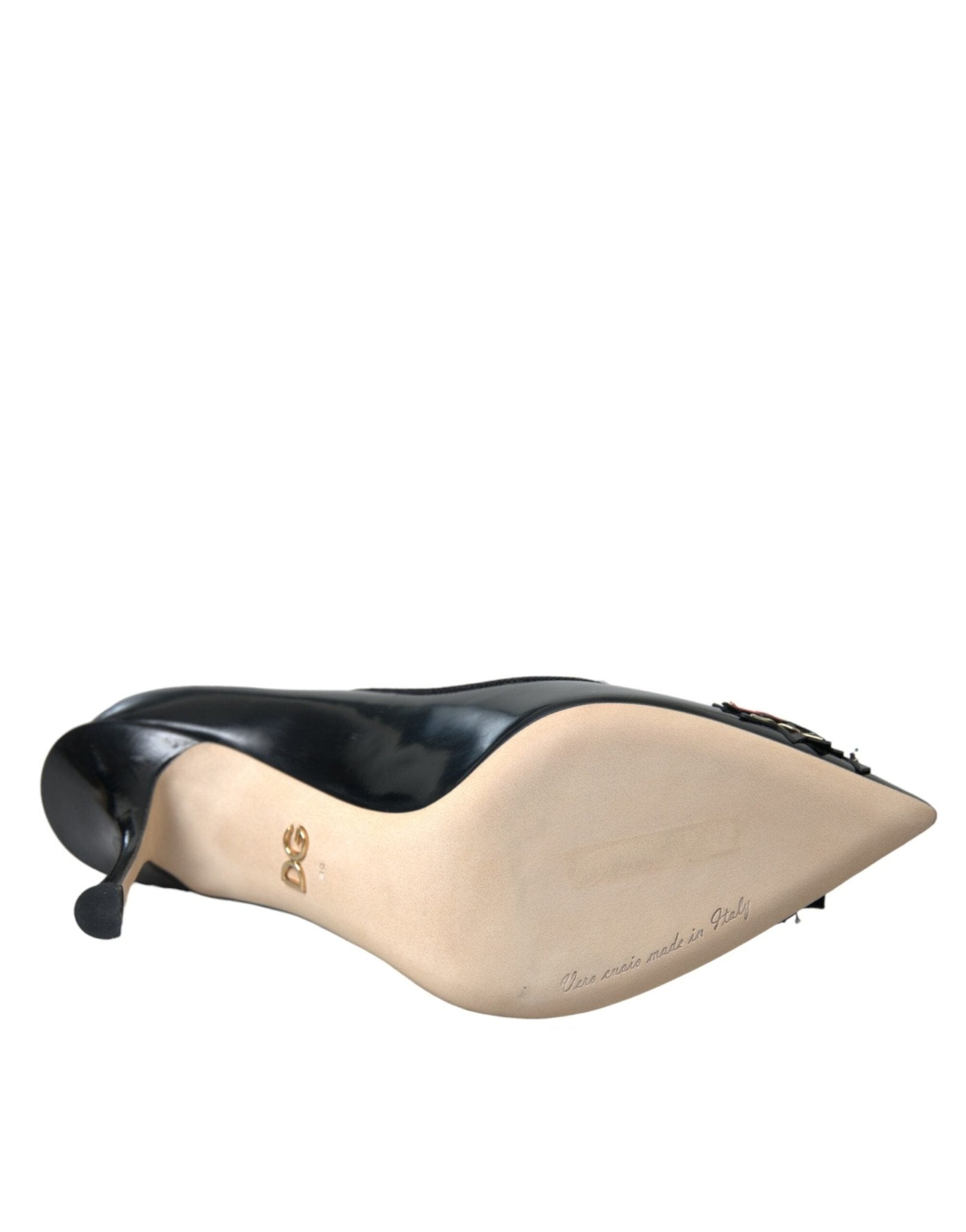 Dolce & Gabbana Black Leather WOW Patch Heels Pumps Shoes - SMARTMARTNZ
