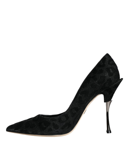 Dolce & Gabbana Black Leopard Lurex High Heels Pumps Shoes - SMARTMARTNZ