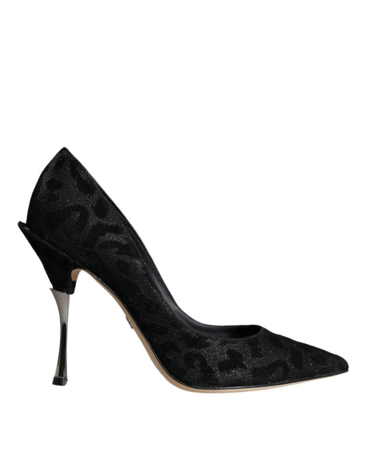 Dolce & Gabbana Black Leopard Lurex High Heels Pumps Shoes - SMARTMARTNZ