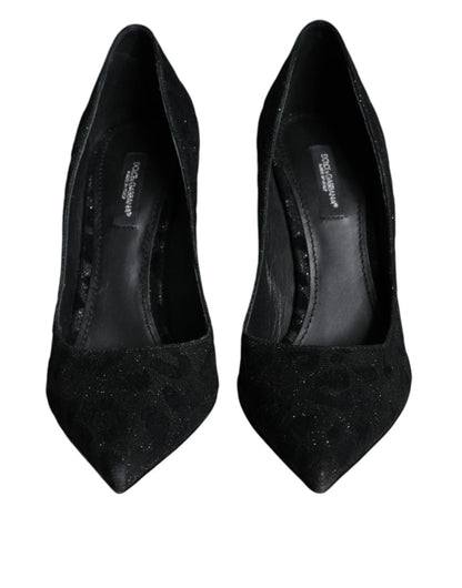 Dolce & Gabbana Black Leopard Lurex High Heels Pumps Shoes - SMARTMARTNZ