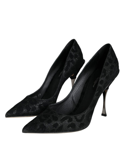Dolce & Gabbana Black Leopard Lurex High Heels Pumps Shoes - SMARTMARTNZ