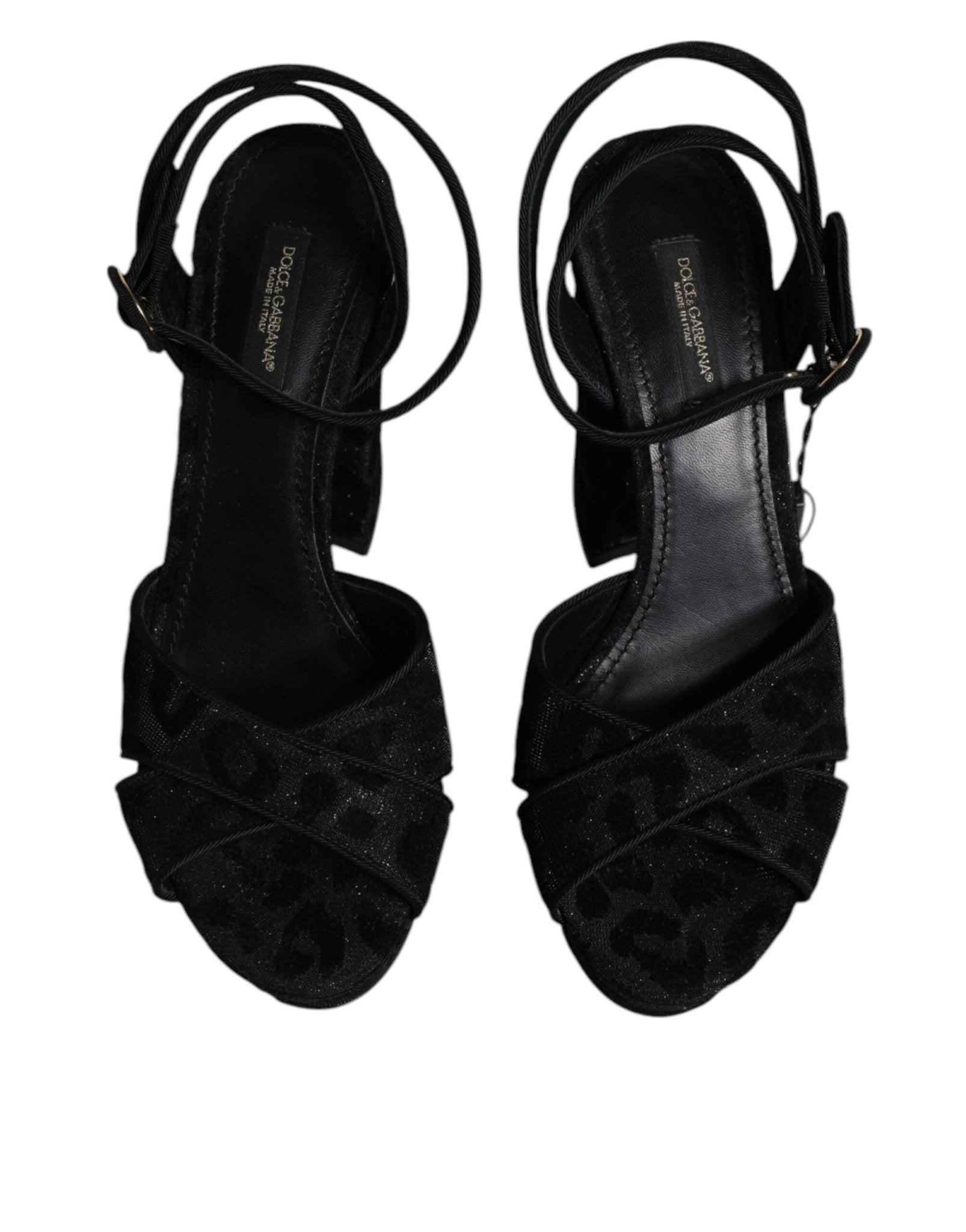 Dolce & Gabbana Black Leopard Platform Heels Sandals Shoes - SMARTMARTNZ