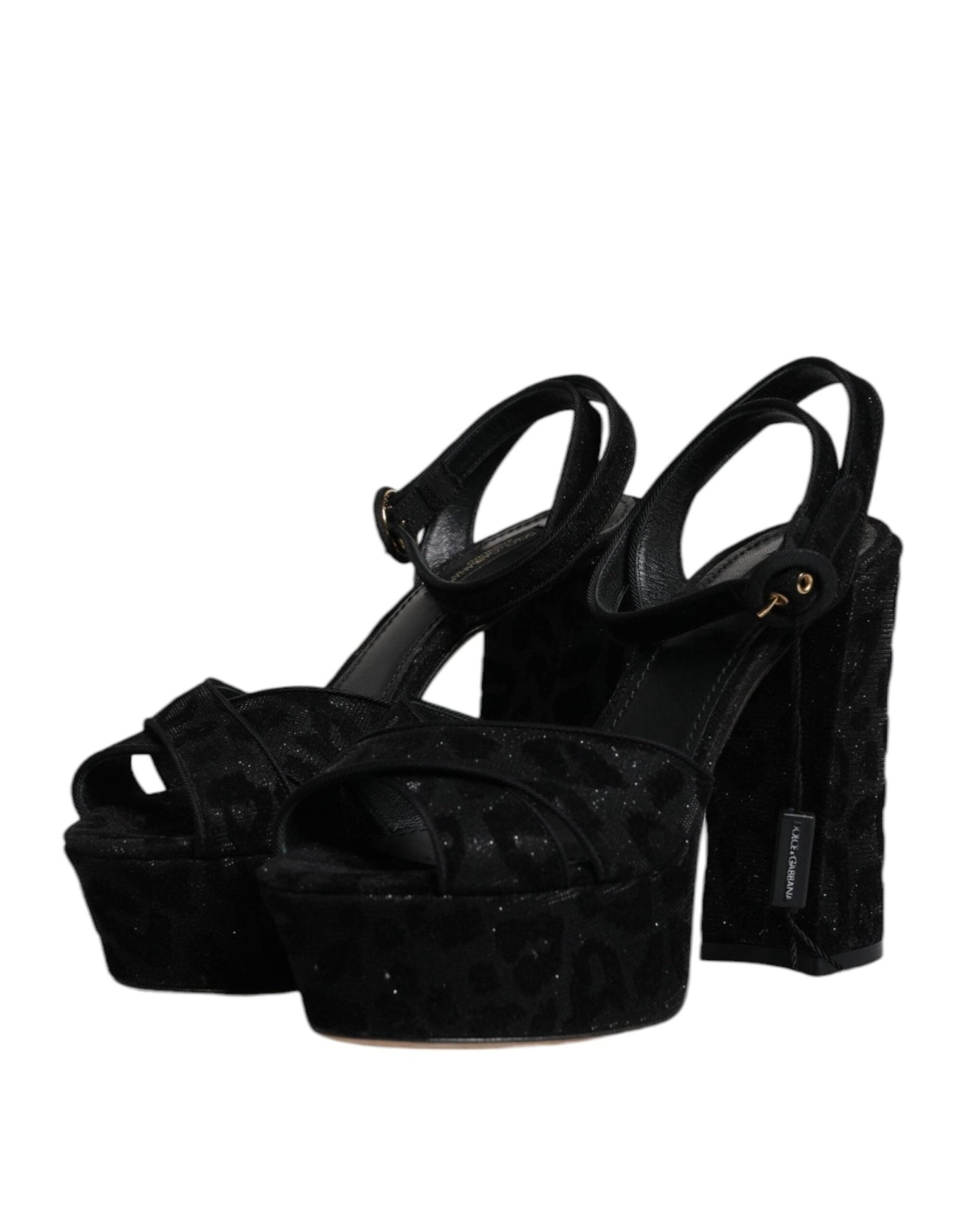 Dolce & Gabbana Black Leopard Platform Heels Sandals Shoes - SMARTMARTNZ