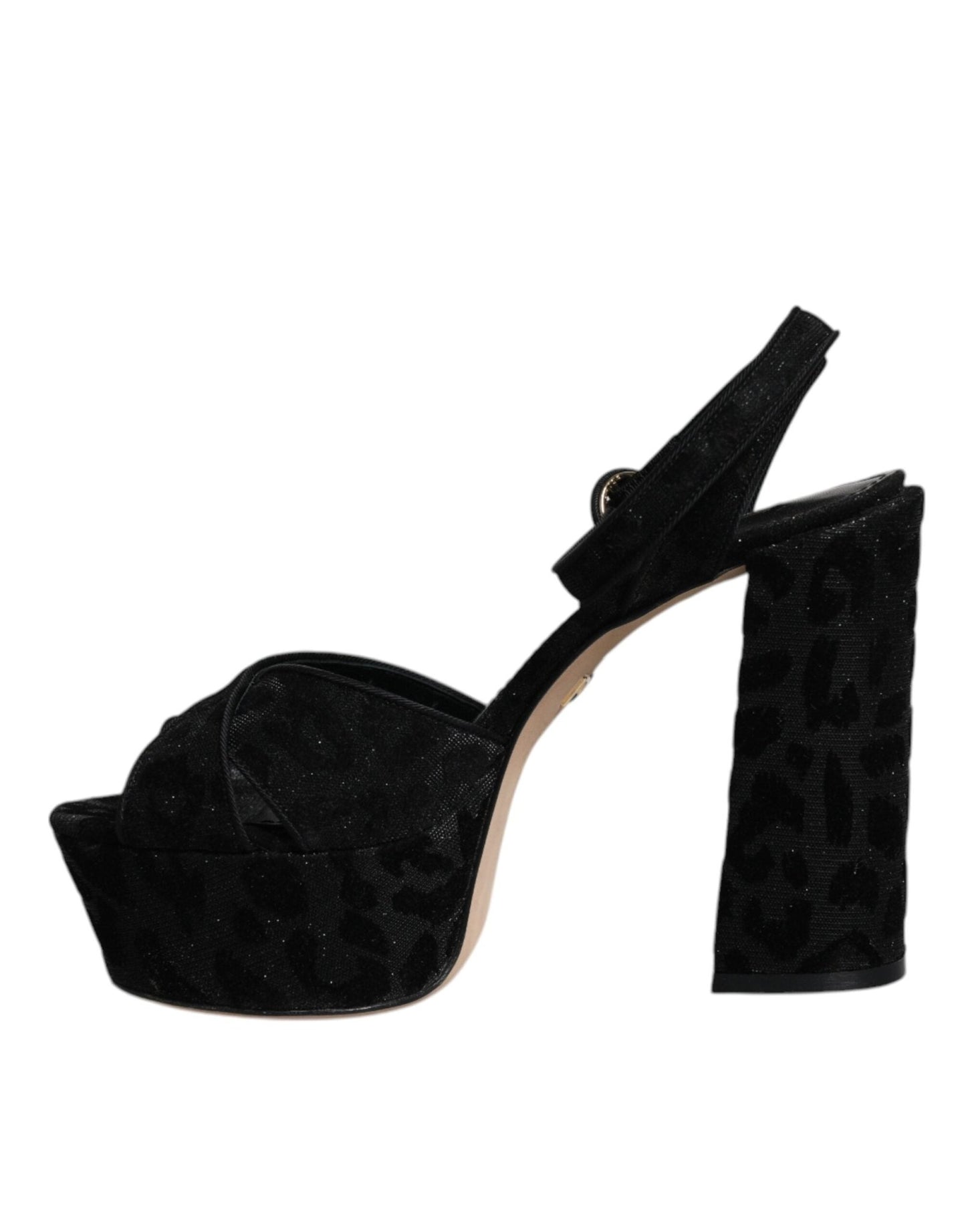 Dolce & Gabbana Black Leopard Platform Heels Sandals Shoes - SMARTMARTNZ