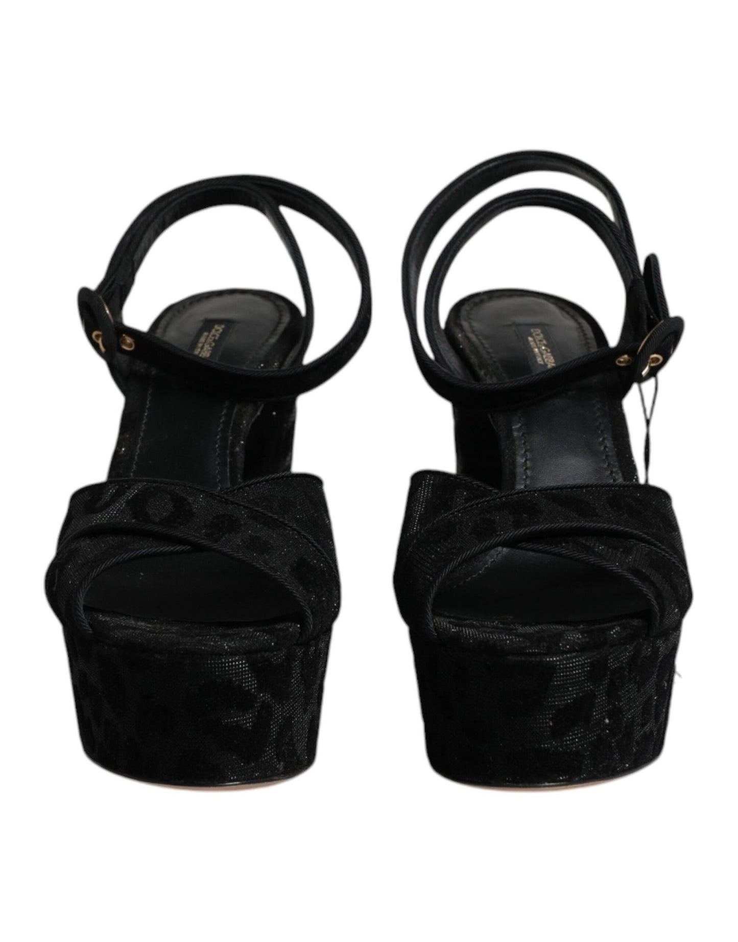 Dolce & Gabbana Black Leopard Platform Heels Sandals Shoes - SMARTMARTNZ