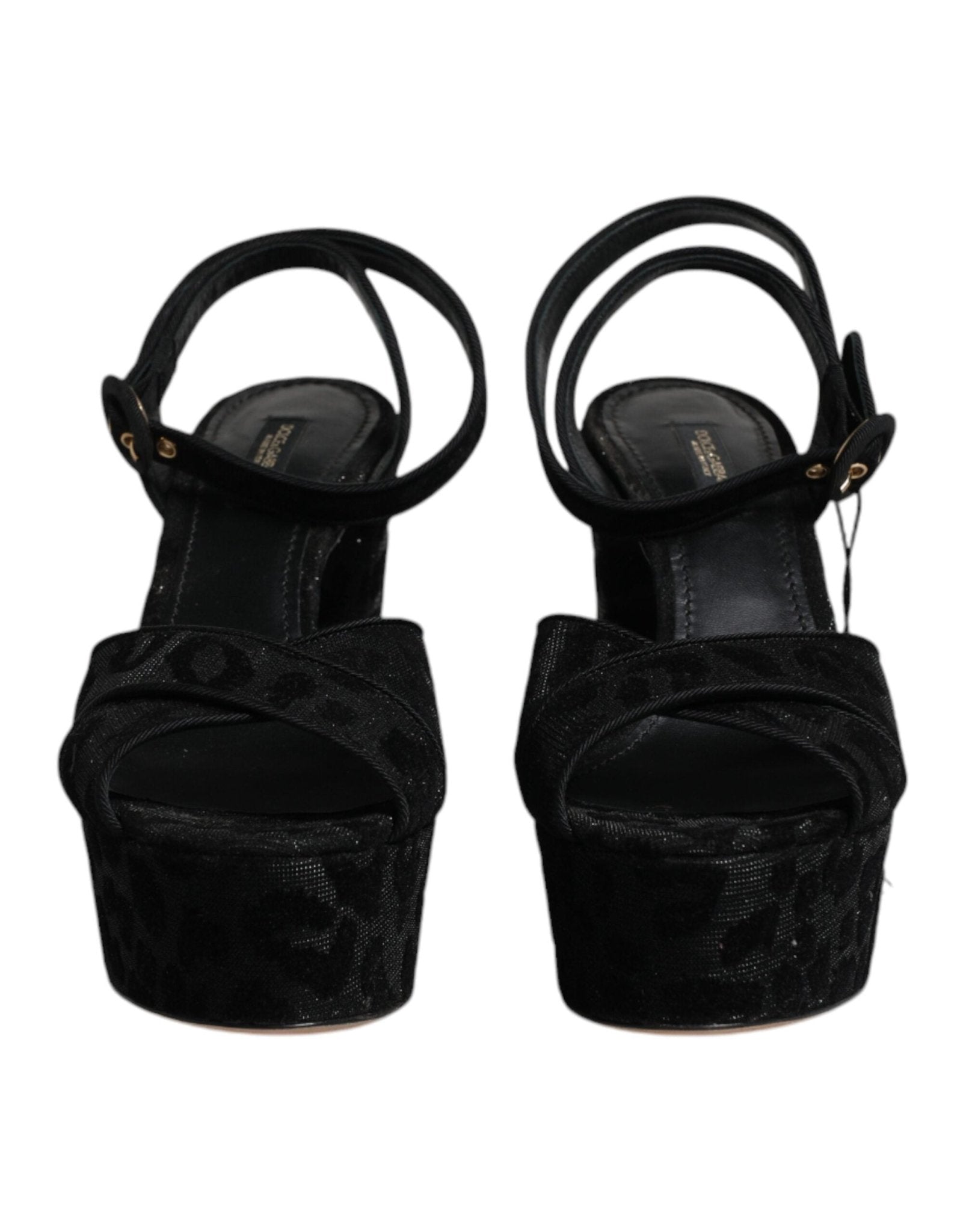 Dolce & Gabbana Black Leopard Platform Heels Sandals Shoes - SMARTMARTNZ