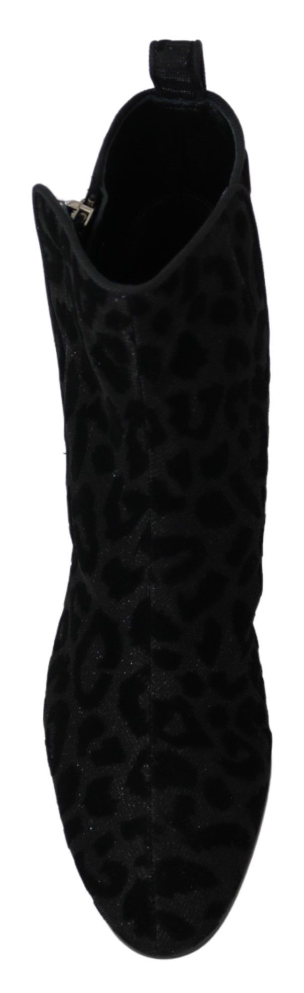 Dolce & Gabbana Black Leopard Short Boots Zipper Shoes - SMARTMARTNZ