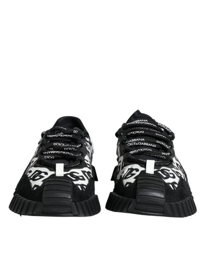 Dolce & Gabbana Black Logo Lace Up Low Top NS1 Sneakers Shoes - SMARTMARTNZ